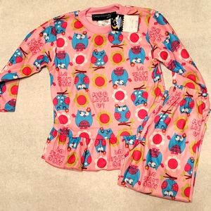 NWT Candy Couture girl owl print pajama set